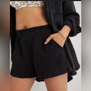 Aerie Black Gauzy High Waist Women's Shorts Small Black